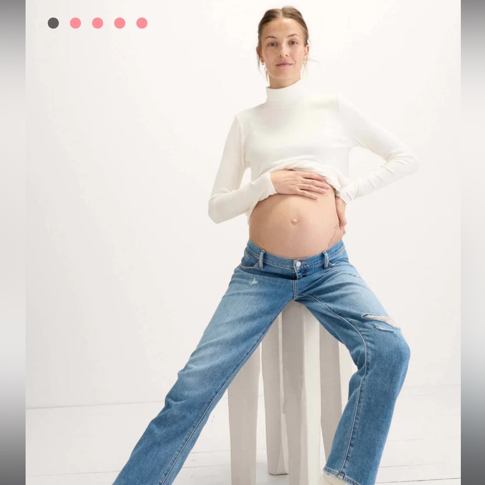 HATCH Maternity Mock Turtleneck Cream Lightweight Sweater